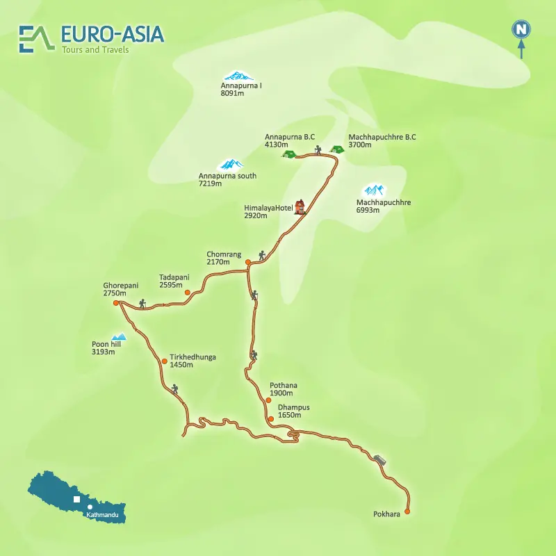 Annapurna Base Camp Trek map