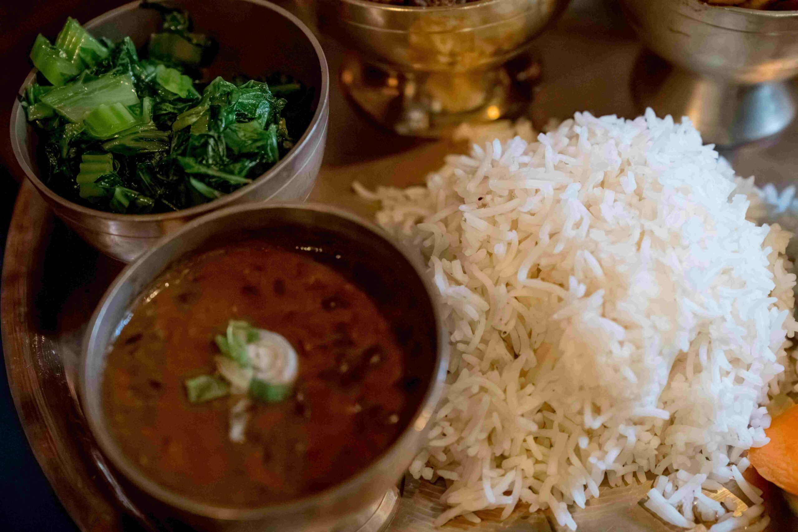 Traditional Dal Bhat served during the Mardi Himal Trek