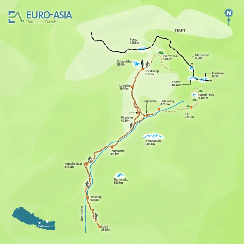 Island Peak Trek map