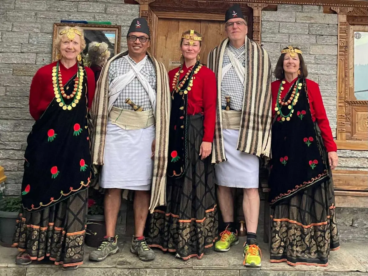 enjoying at Ghandruk with the traditional dress