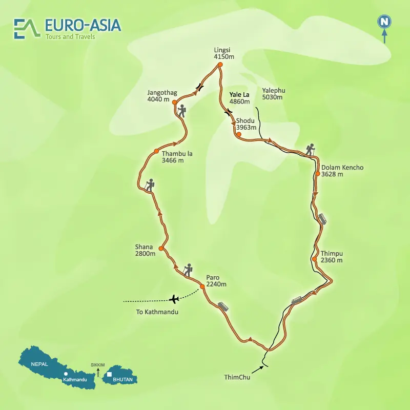 jumolhari Trekking Map