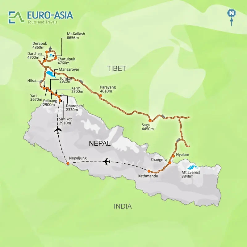 simikot kailash ktm map