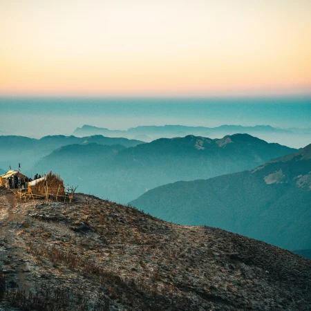 Mardi Himal Base Camp Trek at sunrise with panoramic views of Machhapuchhre and the Annapurna range