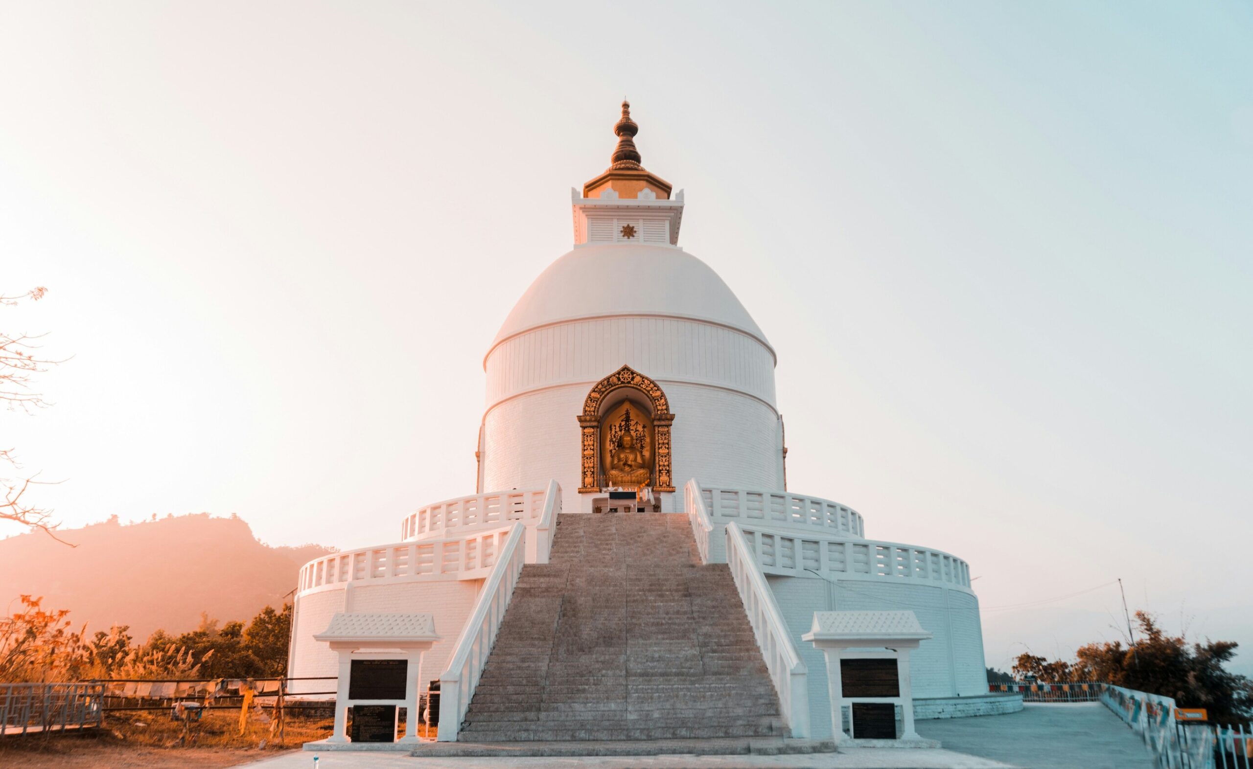 World Peace Pagoda in Pokhara during the Buddhist Pilgrimage Tour